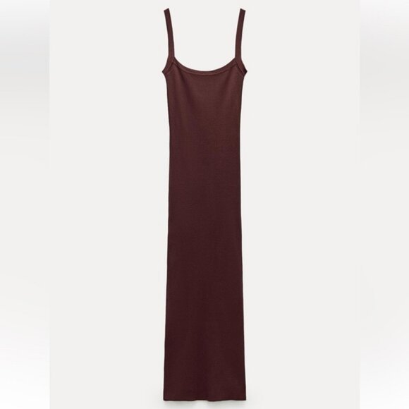 ZARA OPEN BACK KNIT MIDI DRESS - Picture 6 of 8